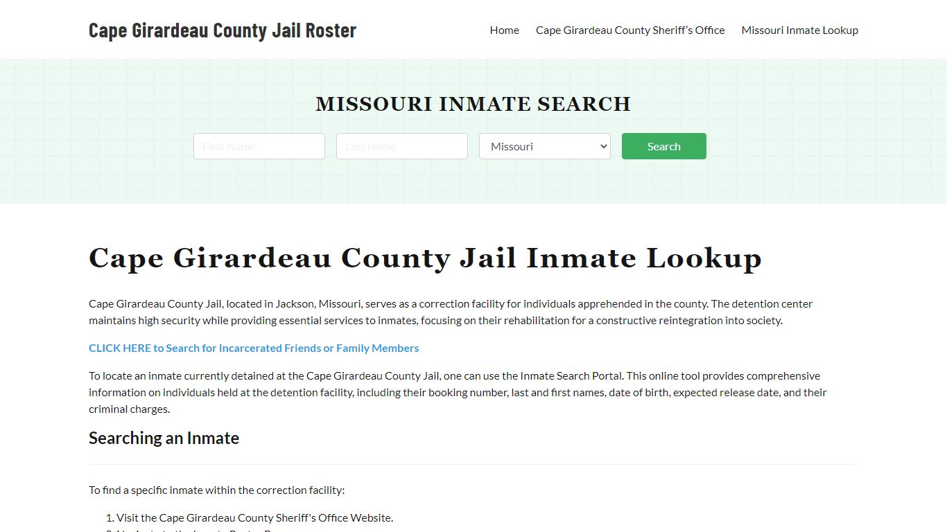 Cape Girardeau County Jail Roster Lookup, MO, Inmate Search